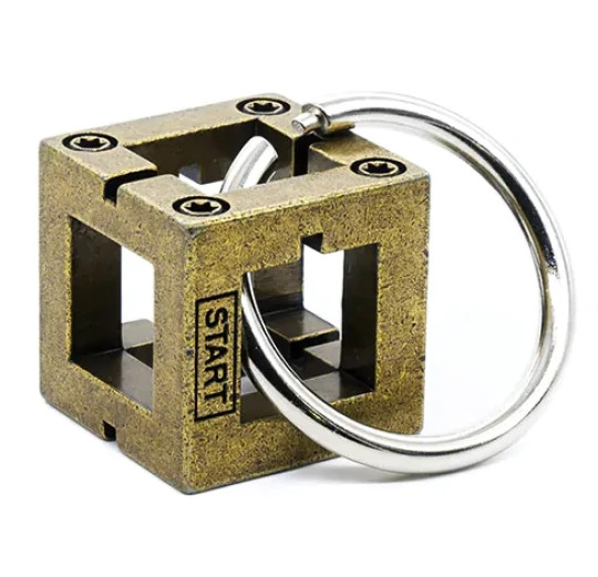 Металлическая головоломка Куб "BOX" и кольцо, 4 ур.